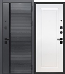 Входная дверь 10 см 2 МДФ Букле Графит Эмалит Белый